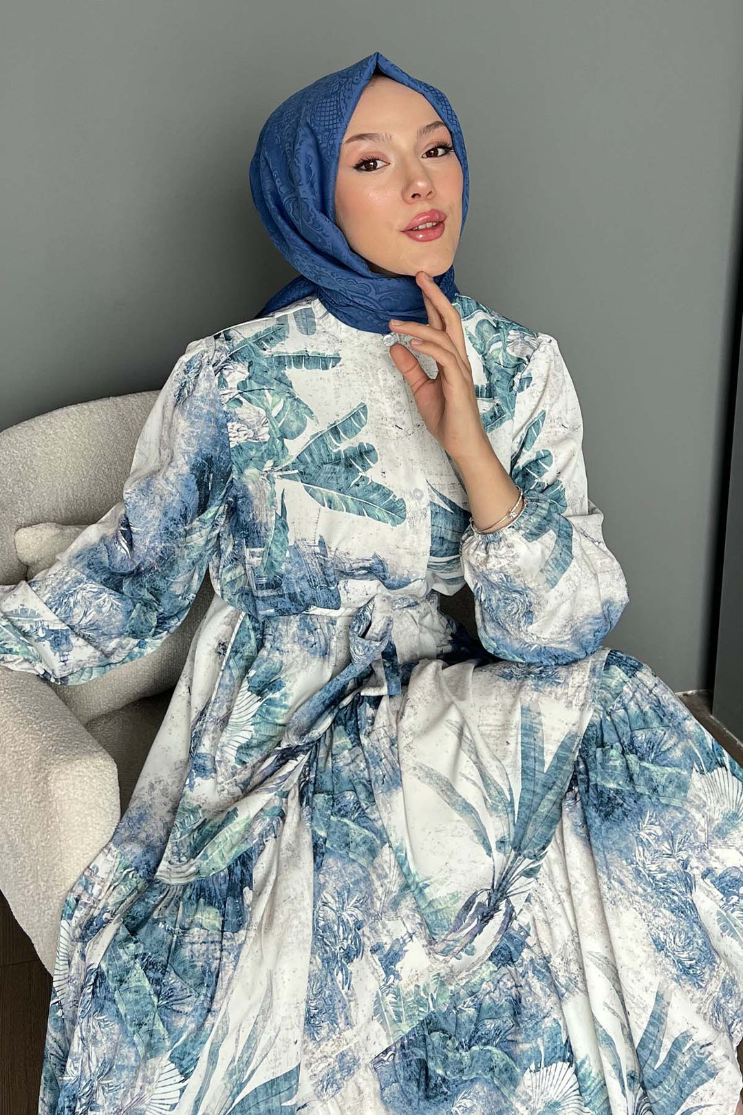 BNG Women Patterned Hijab Dress Indigo 511 - Kettering