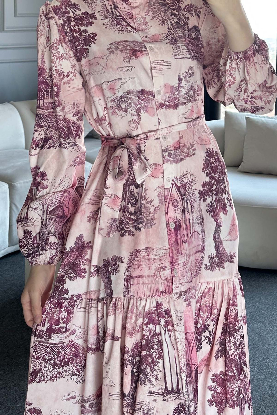 BNG Women Patterned Hijab Dress Burgundy 505 - McMinnville