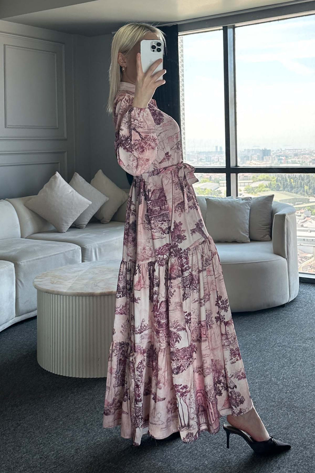 BNG Women Patterned Hijab Dress Burgundy 505 - McMinnville