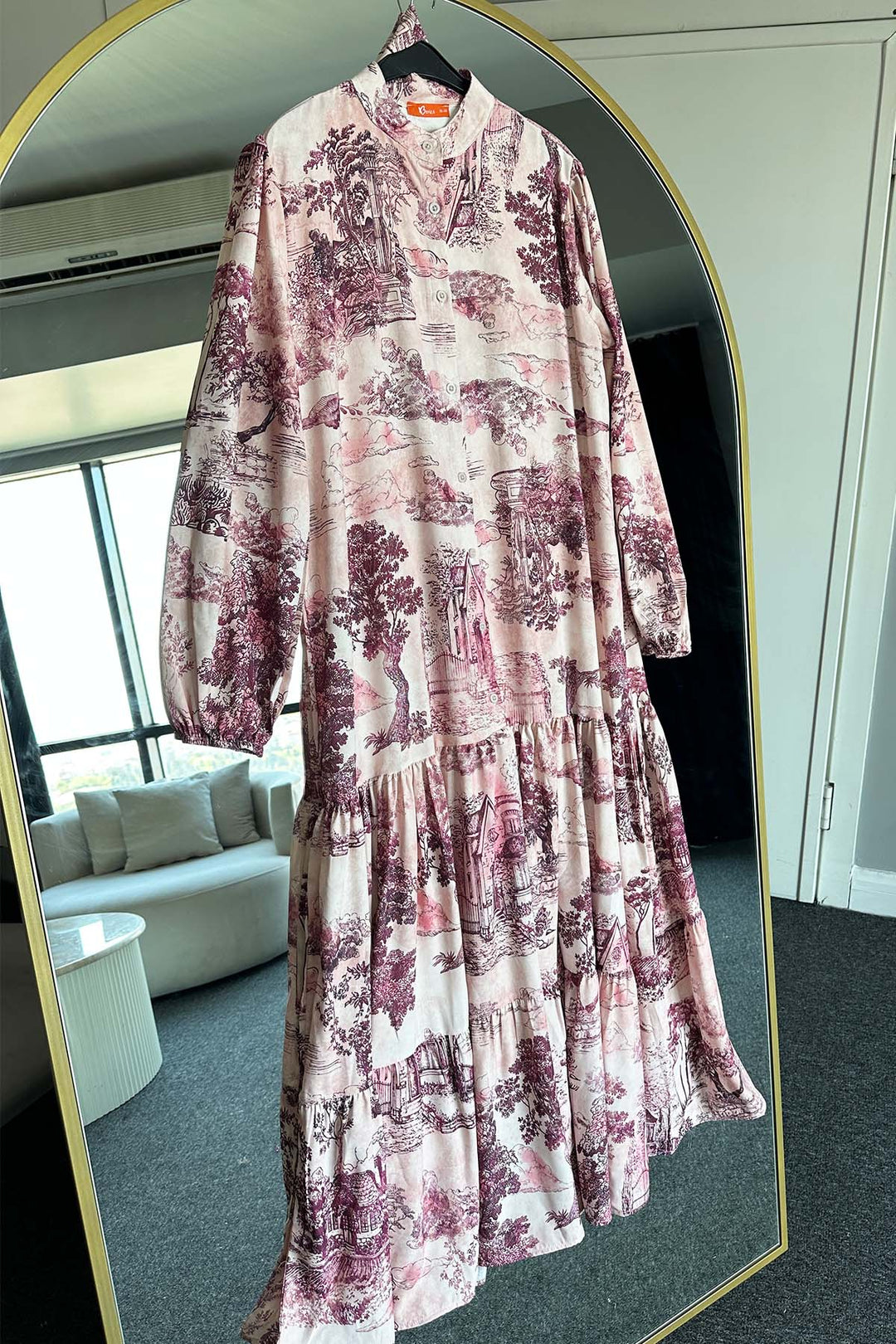 BNG Women Patterned Hijab Dress Burgundy 505 - McMinnville