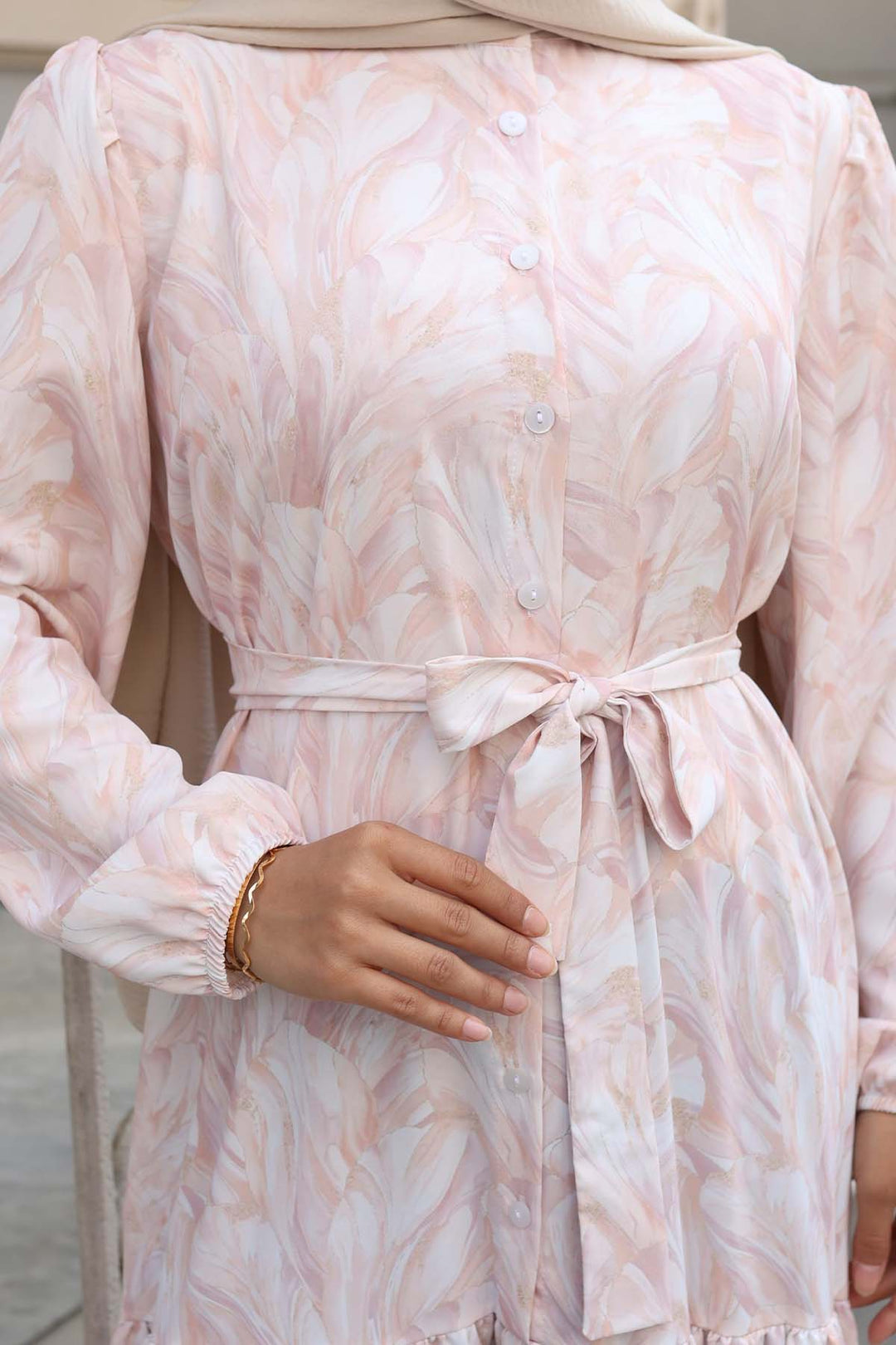 BNG Women Patterned Hijab Dress Powder 533 - Meyzieu