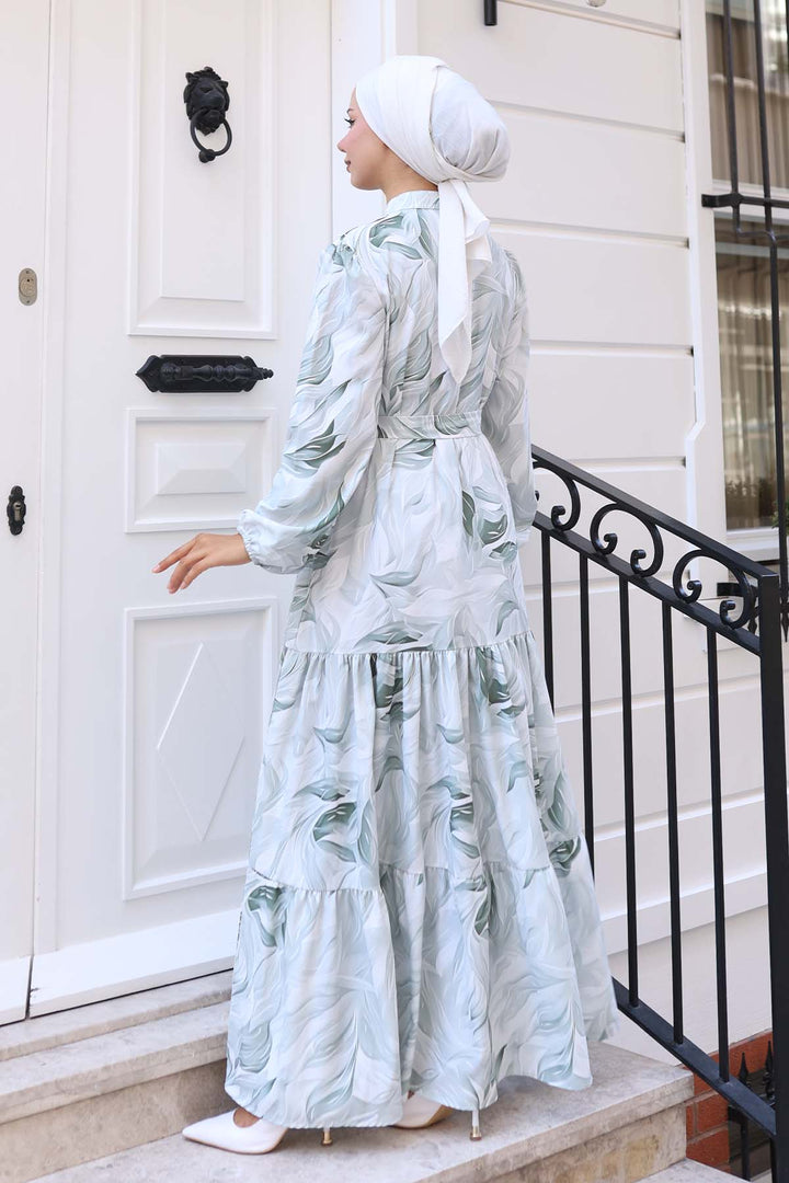 BNG Women Patterned Hijab Dress Çağla 534 - Welling