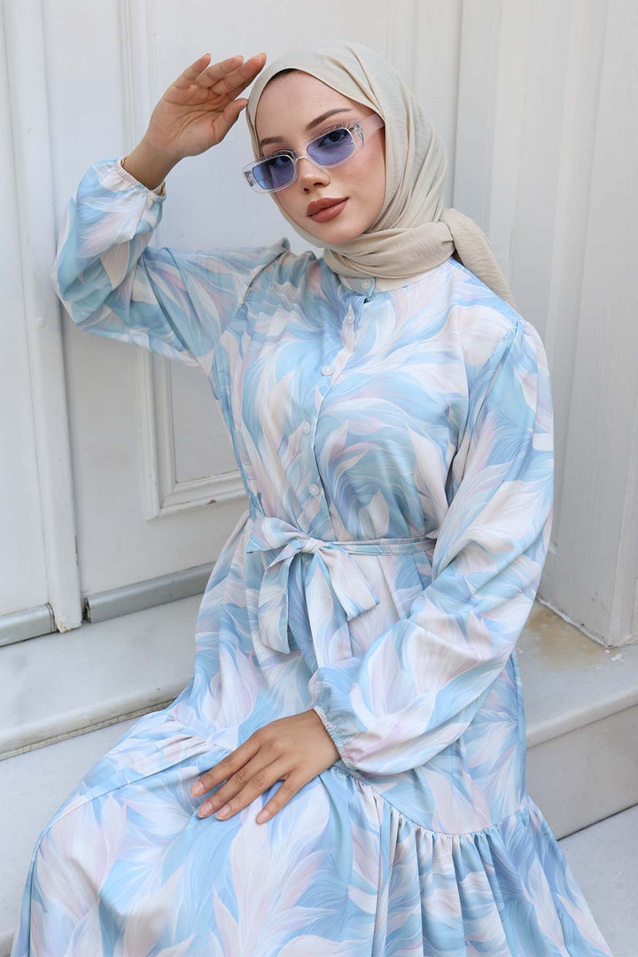 BNG Women Patterned Hijab Dress Turquoise 534 - Nanaimo