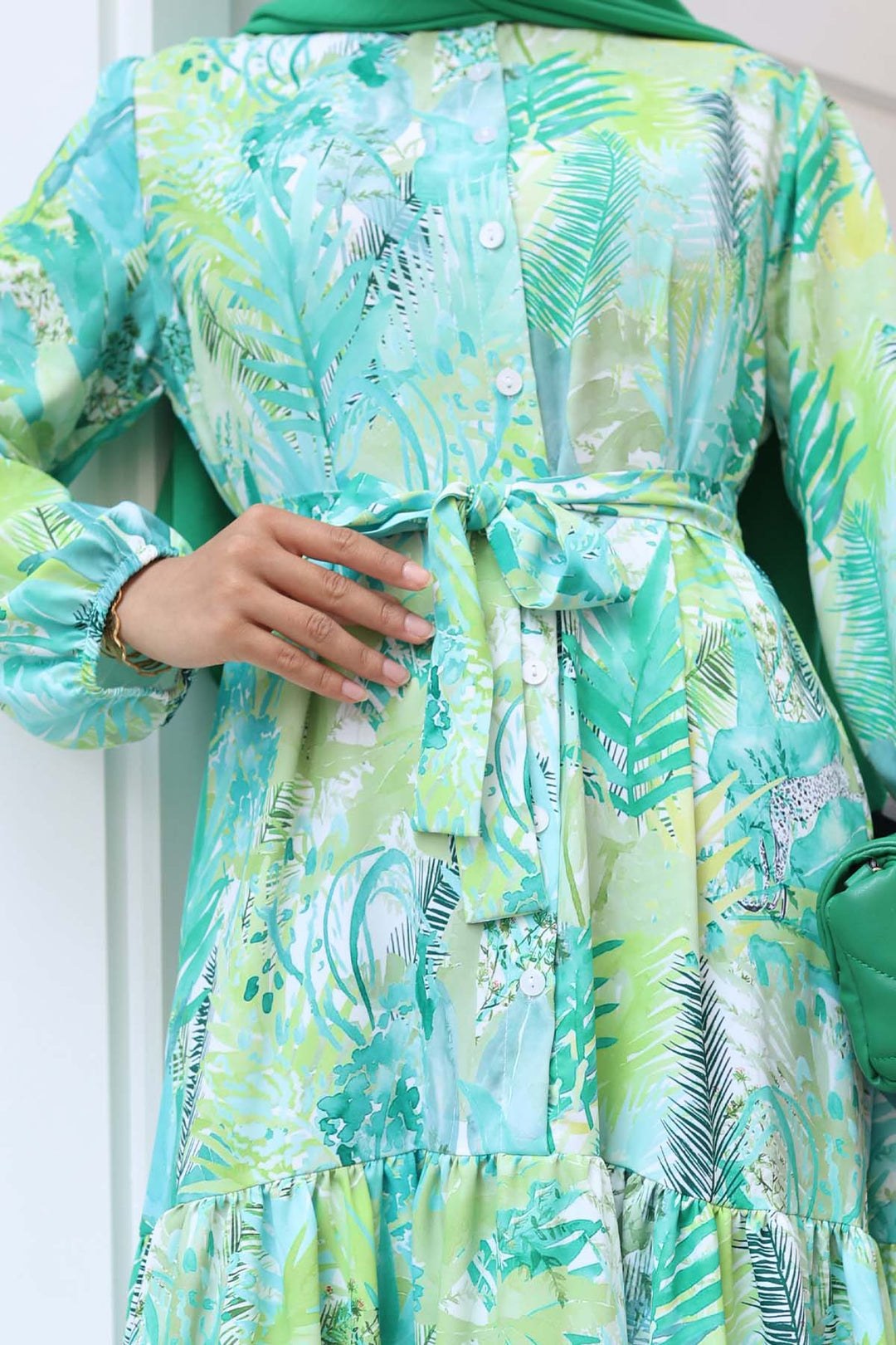 BNG Women Patterned Hijab Dress Green 535 - Reynoldsburg