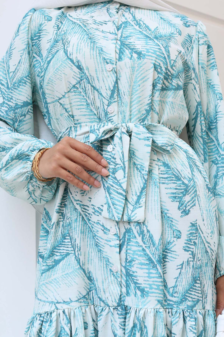 BNG Women Patterned Hijab Dress Green 537 - Menomonee Falls