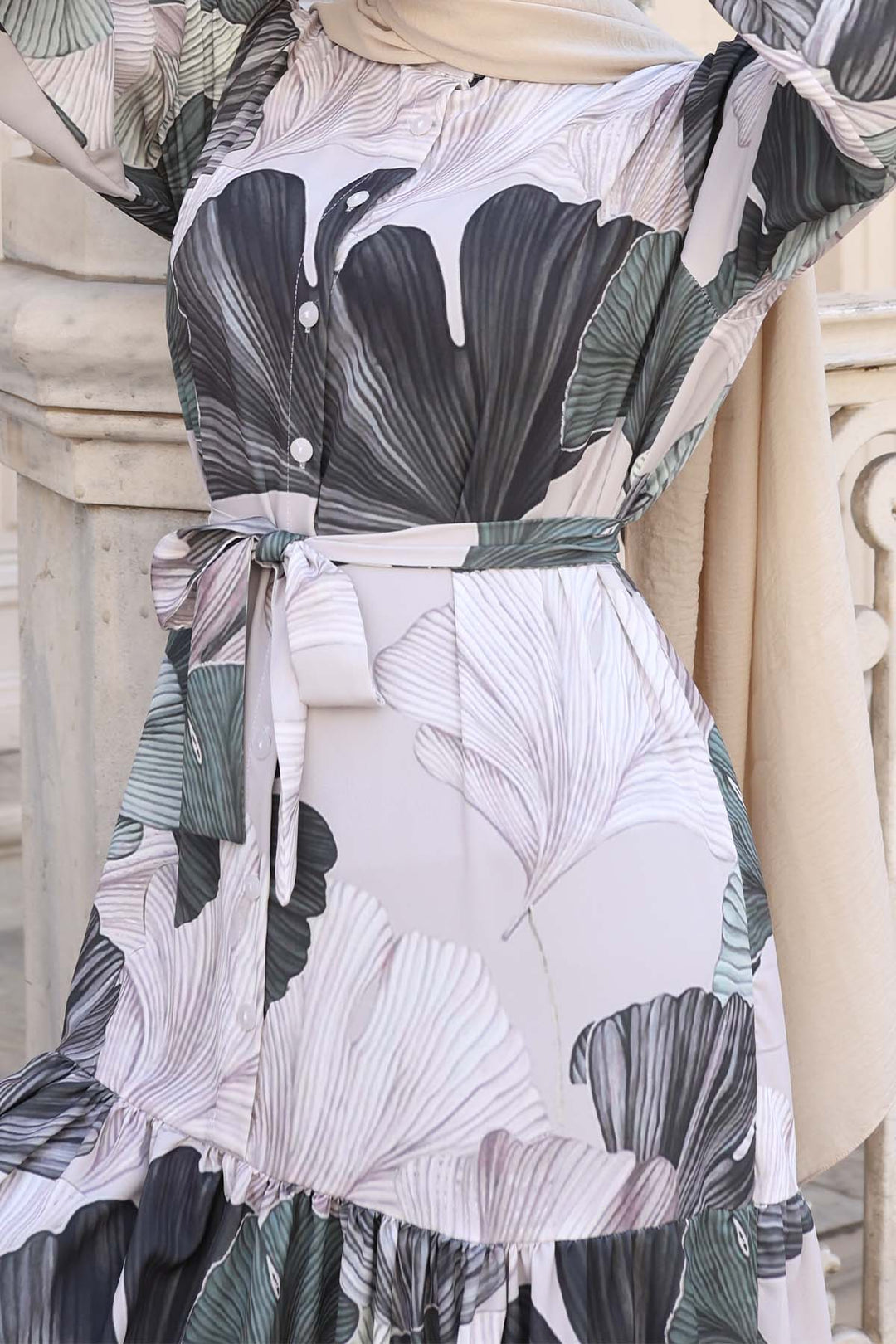 BNG Women Patterned Hijab Dress Khaki 540 - Port Charlotte