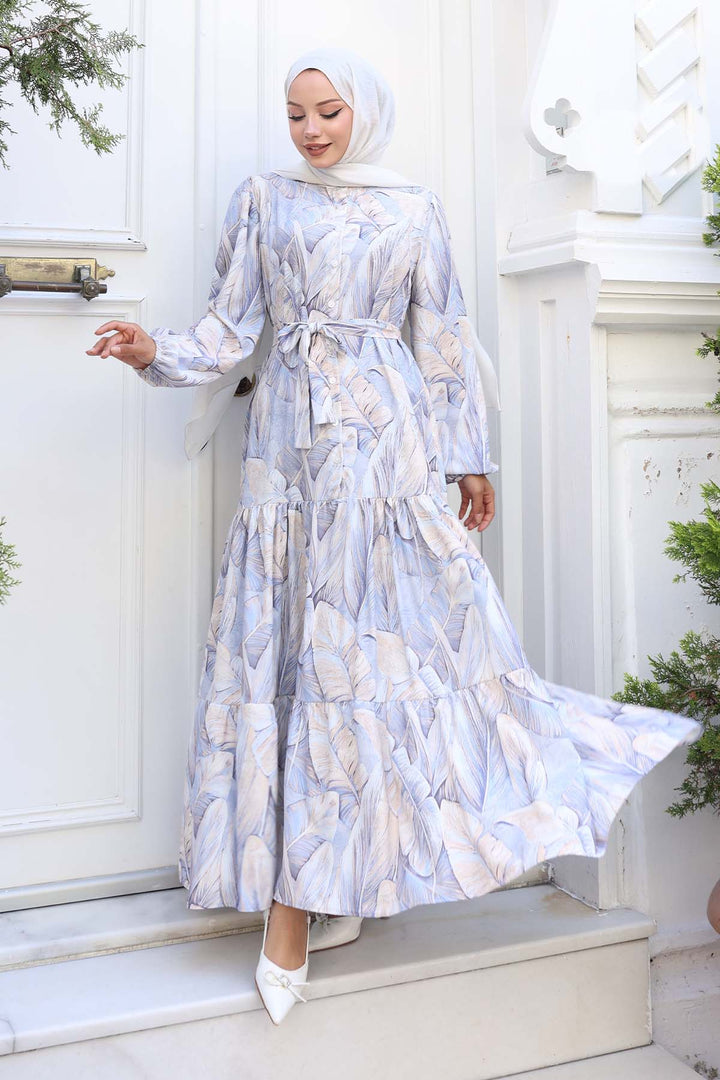 BNG Women Patterned Hijab Dress Lilac 541 - Comitán