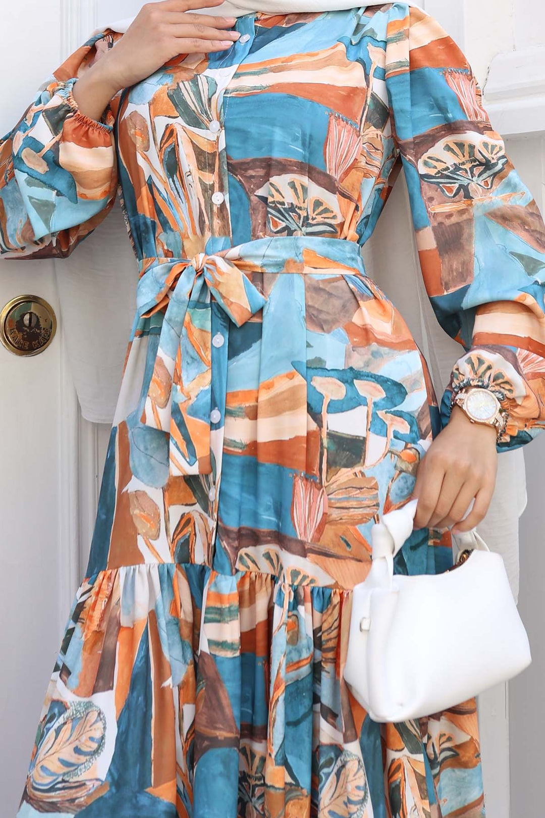 BNG Women Patterned Hijab Dress Terracotta 542 - Tuxtepec