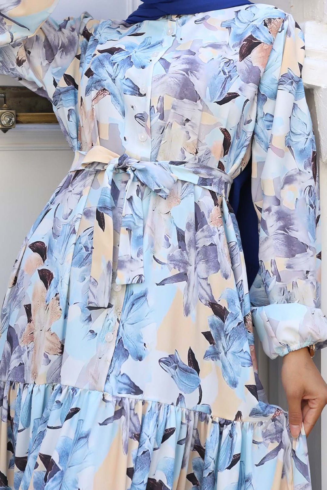 BNG Women Patterned Hijab Dress Blue 544 - Bitterfeld