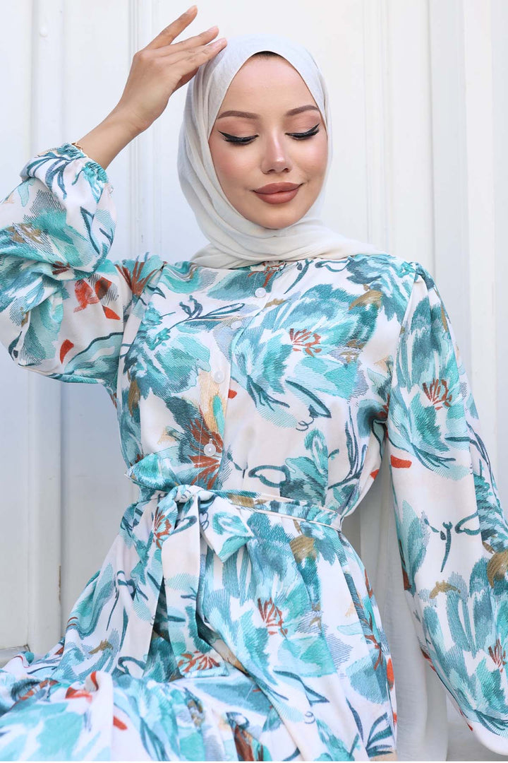 BNG Women Patterned Hijab Dress Green 549 - Caluire-et-Cuire