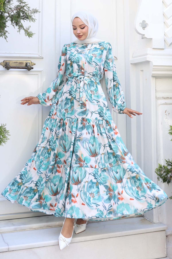 BNG Women Patterned Hijab Dress Green 549 - Caluire-et-Cuire