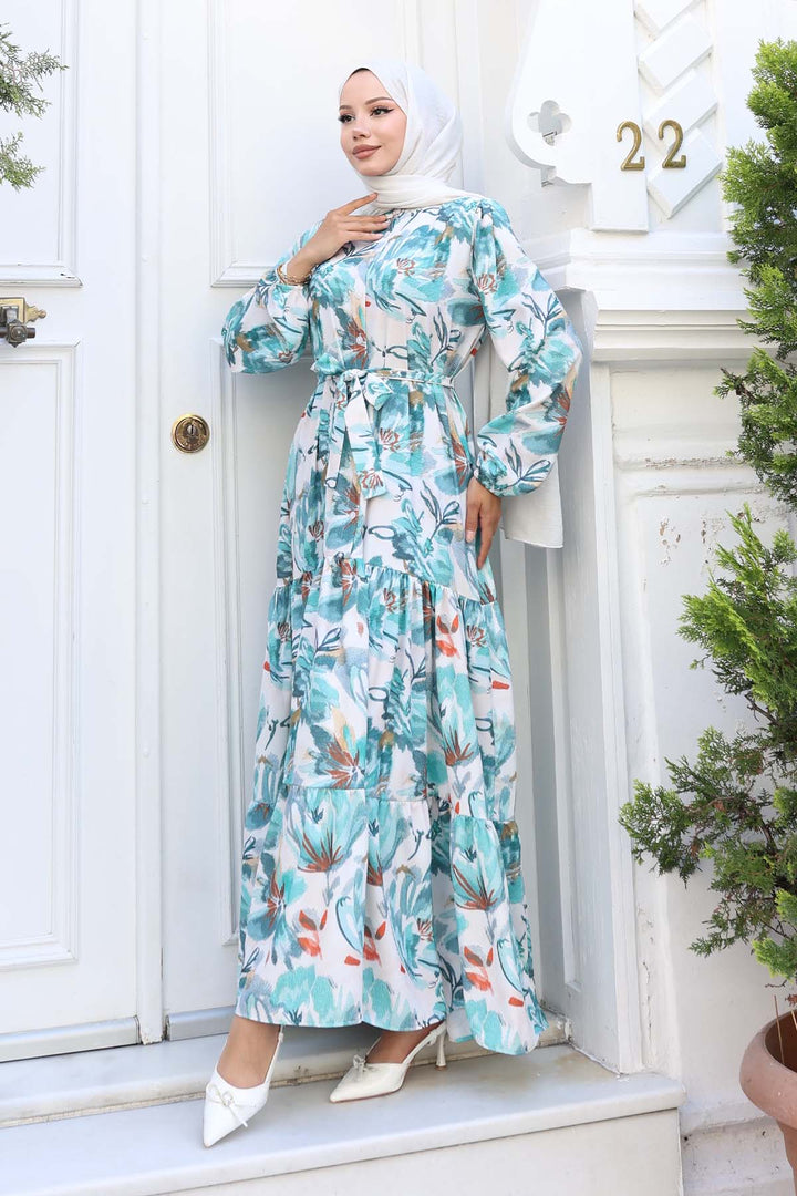 BNG Women Patterned Hijab Dress Green 549 - Caluire-et-Cuire