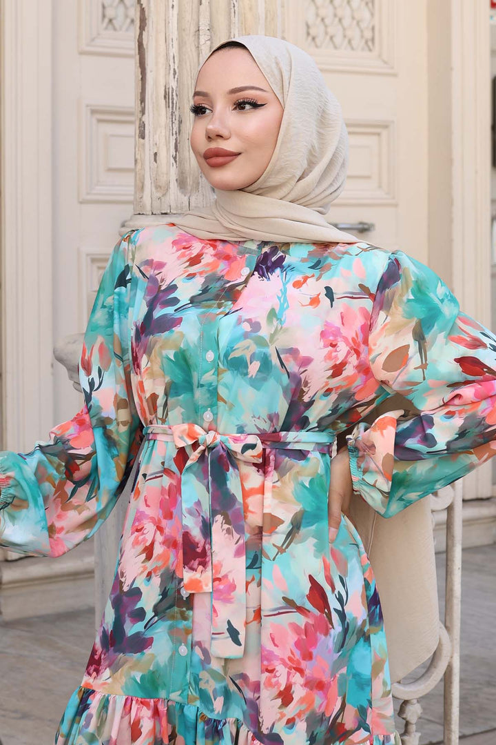 BNG Women Patterned Hijab Dress Fuchsia 551 - Morgan Hill