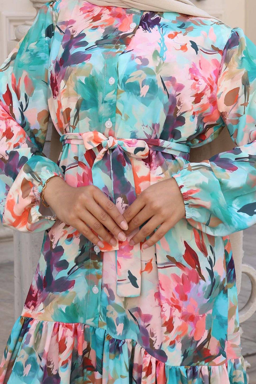 BNG Women Patterned Hijab Dress Fuchsia 551 - Morgan Hill