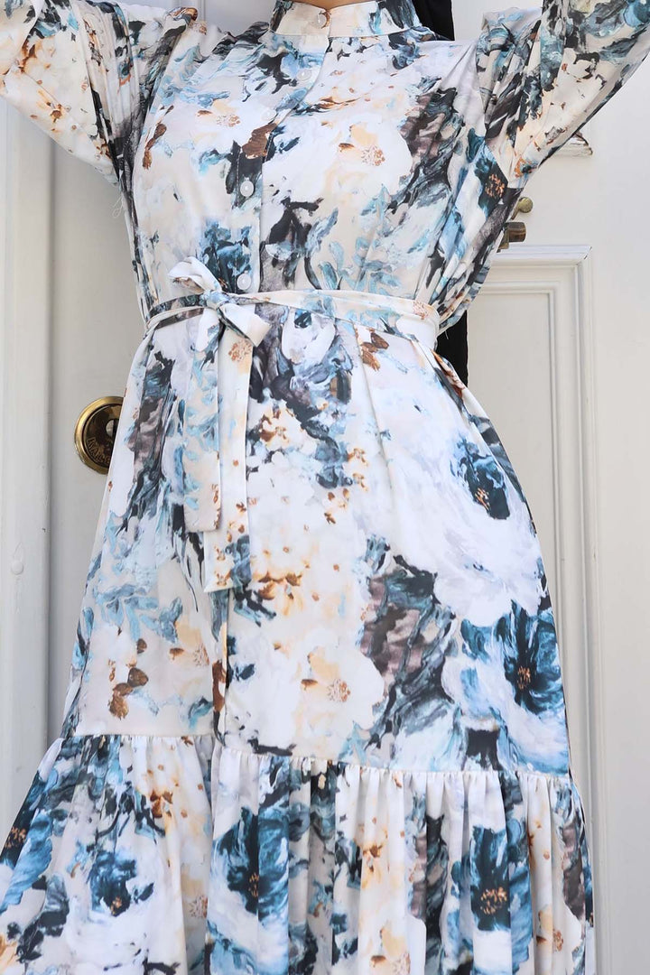 BNG Women Patterned Hijab Dress Cream 553 - Greeley