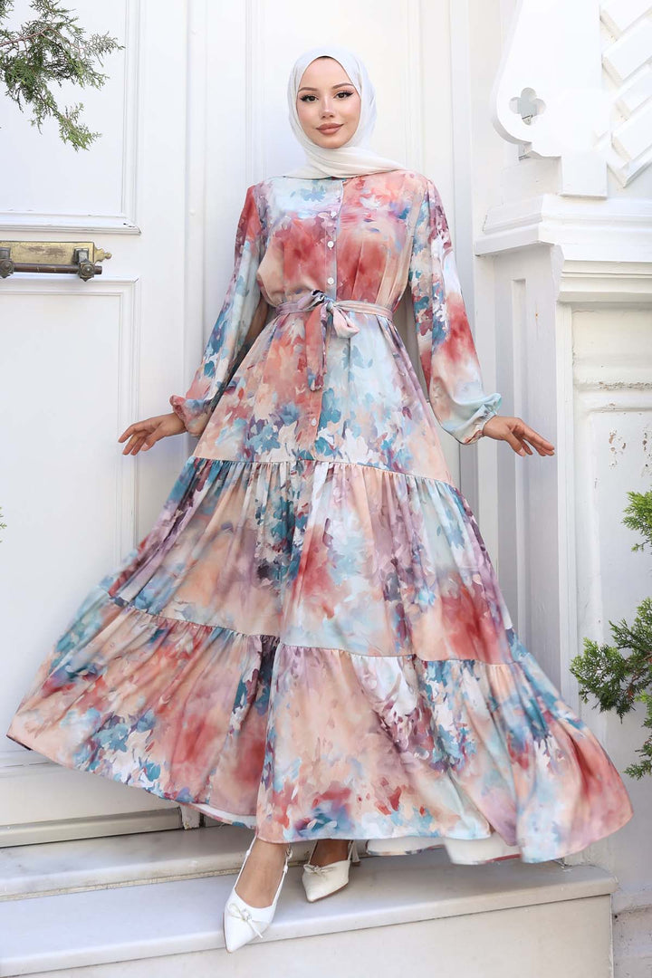 BNG Women Patterned Hijab Dress Terracotta 518 - Monterey Park