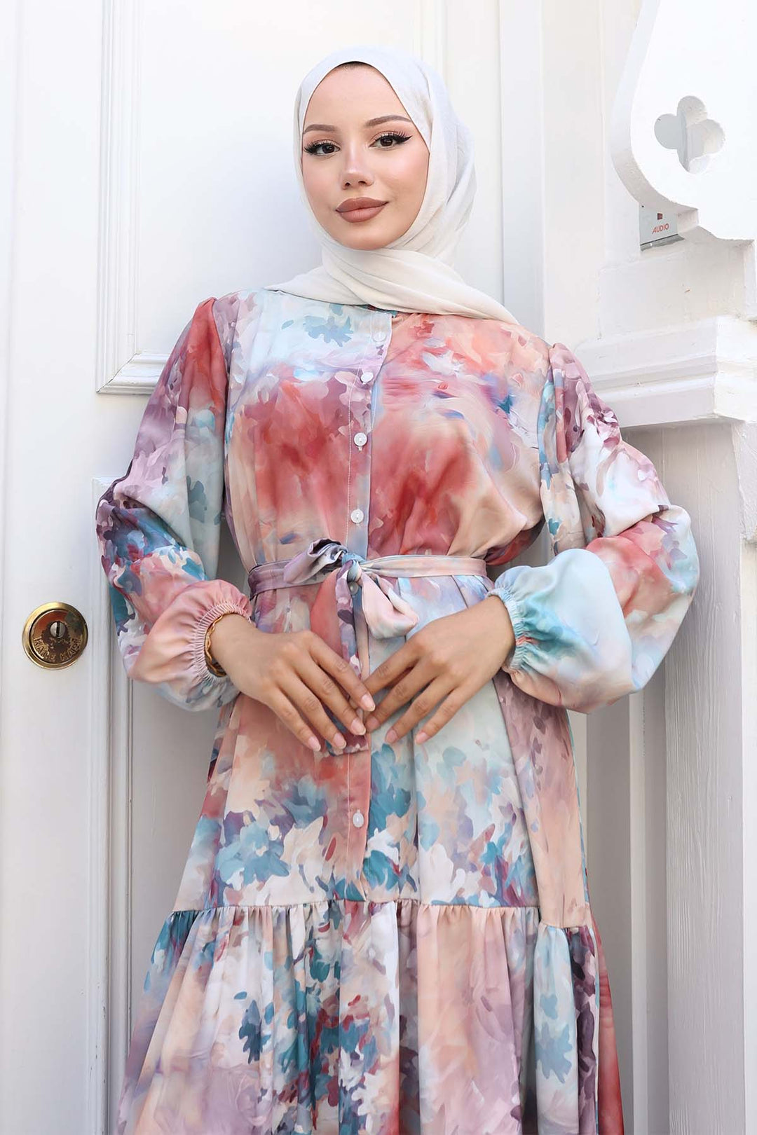 BNG Women Patterned Hijab Dress Terracotta 518 - Carolina