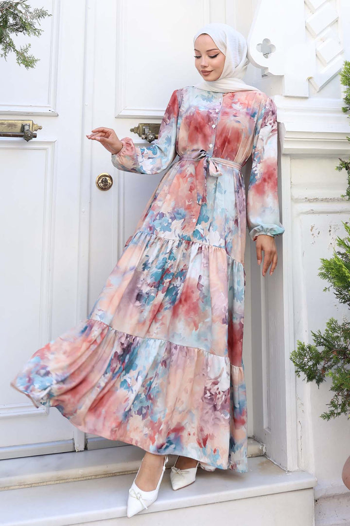 BNG Women Patterned Hijab Dress Terracotta 518 - Monterey Park