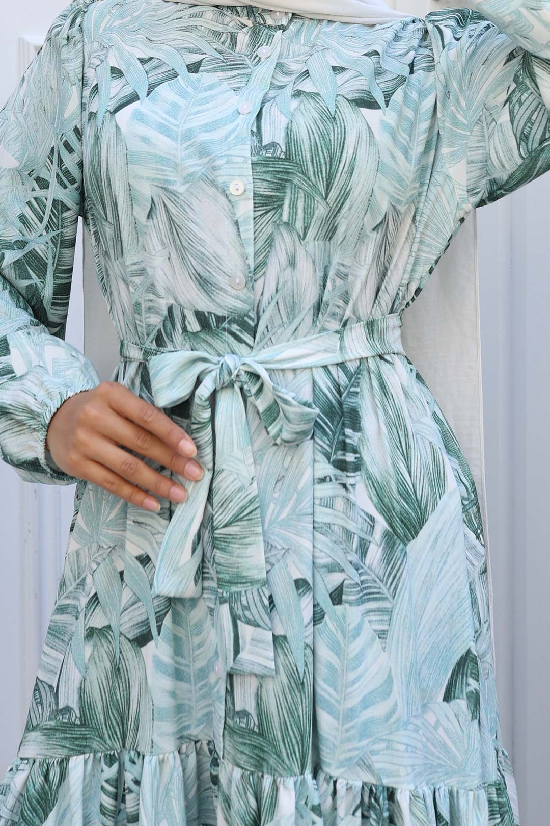 BNG Women Patterned Hijab Dress Green 554 - Trenton