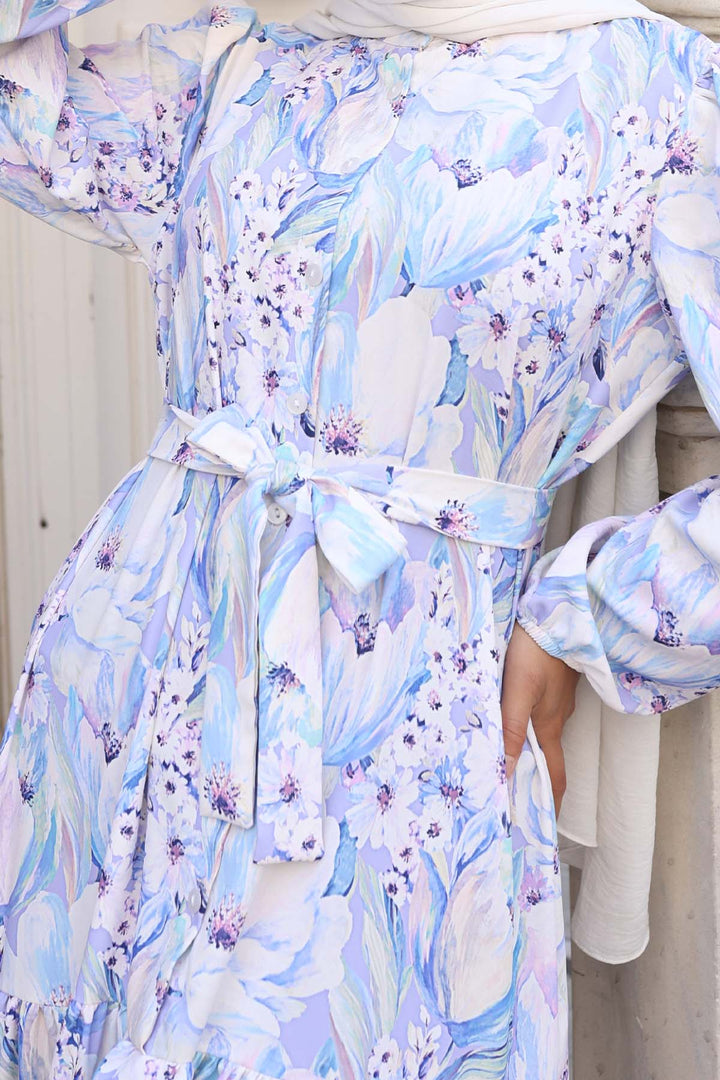 BNG Women Patterned Hijab Dress Lilac 555 - Mainz