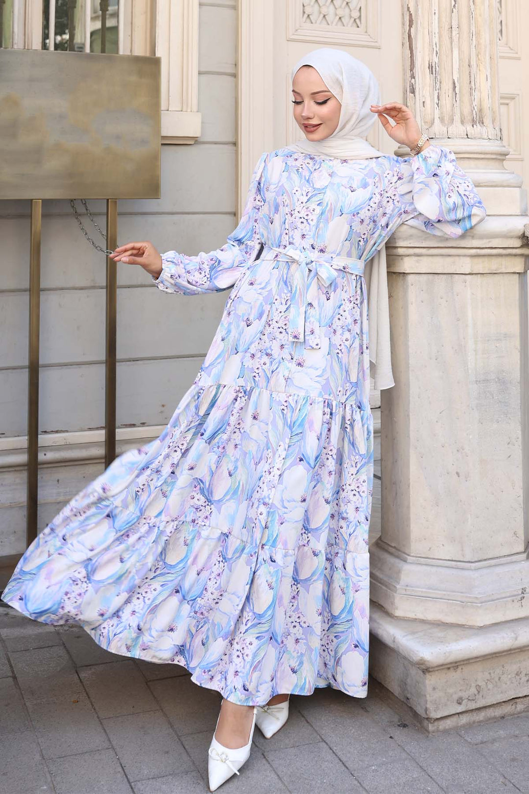 BNG Women Patterned Hijab Dress Lilac 555 - Mainz