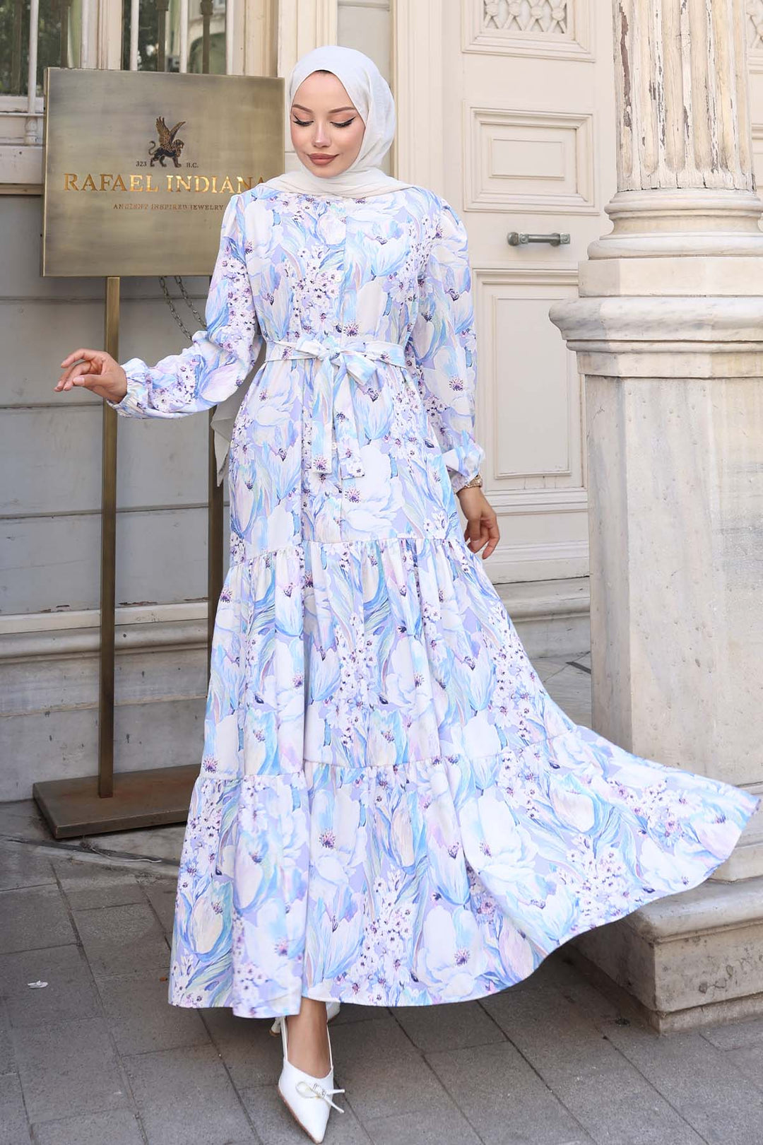 BNG Women Patterned Hijab Dress Lilac 555 - Mainz