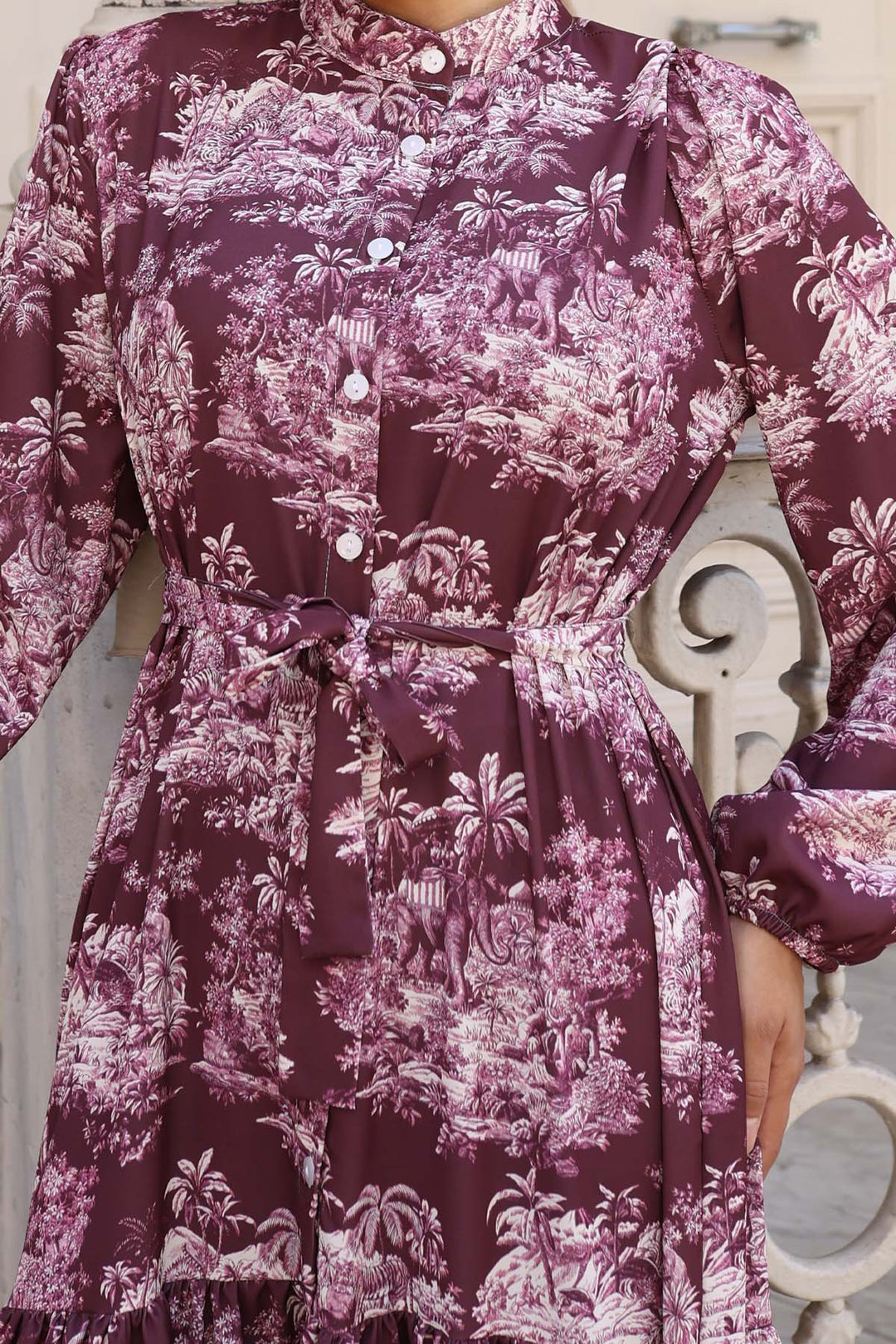 BNG Women Patterned Hijab Dress Dark Purple 556 - Southaven