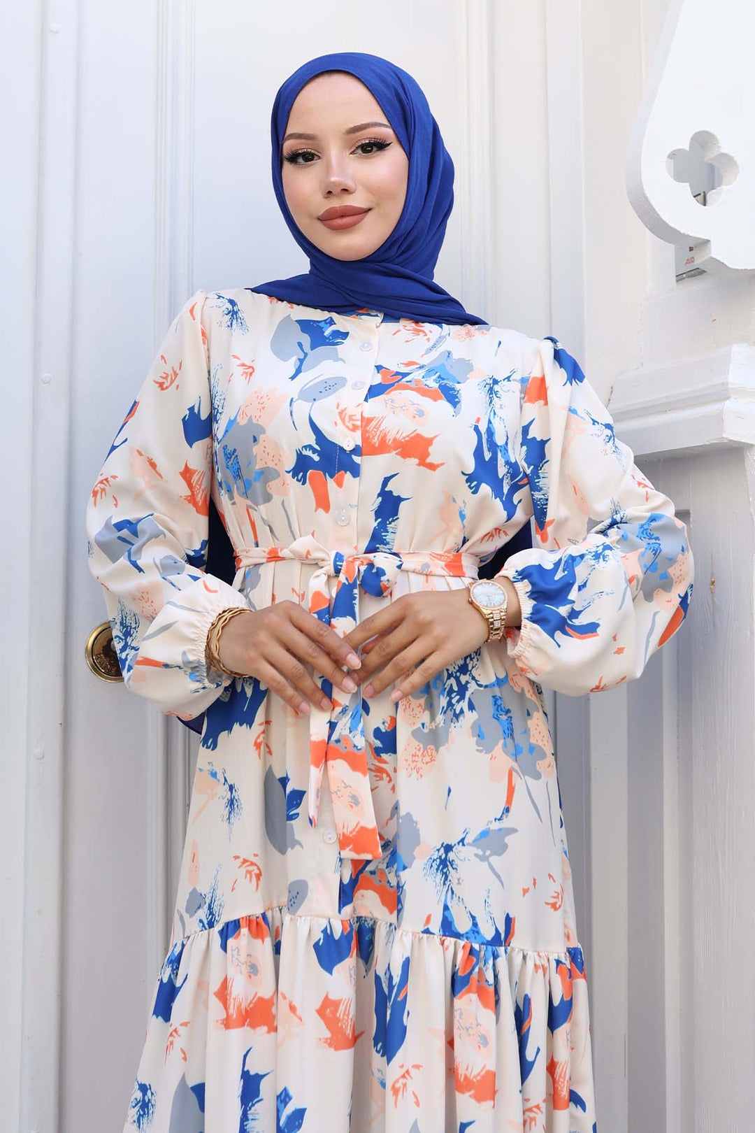 BNG Women Patterned Hijab Dress Sax Blue 557 - Saint-Étienne