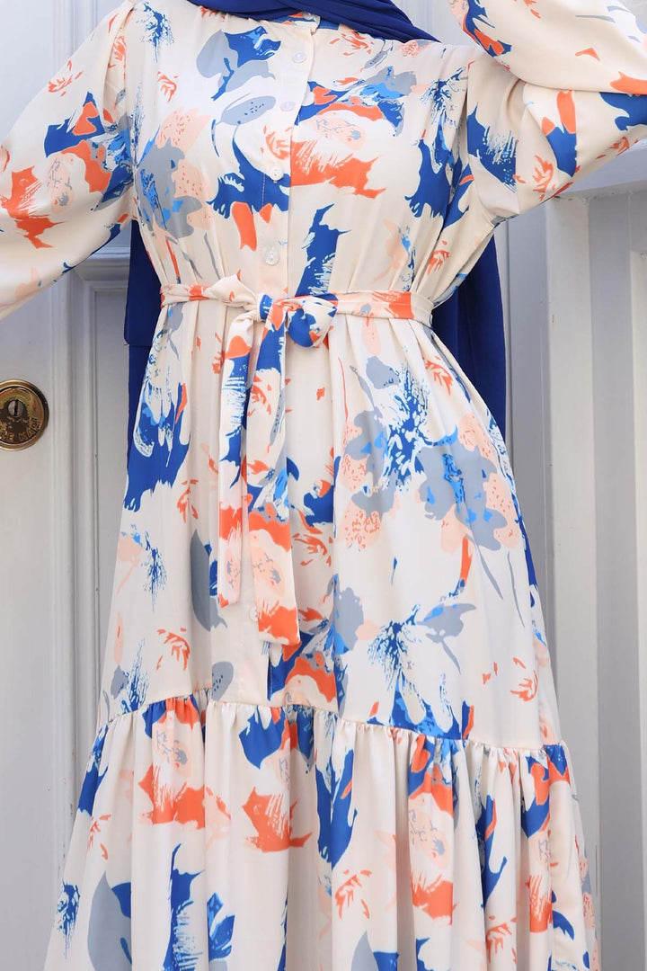 BNG Women Patterned Hijab Dress Sax Blue 557 - Saint-Étienne