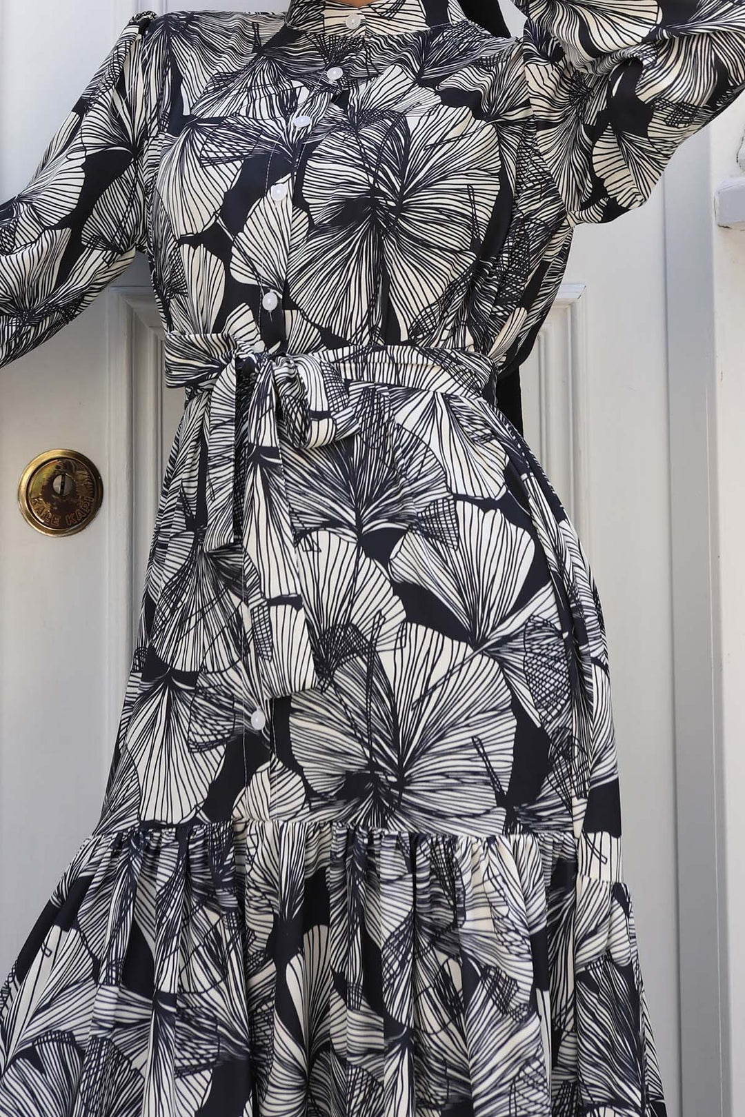 BNG Women Patterned Hijab Dress Black 559 - Puerto Peñasco