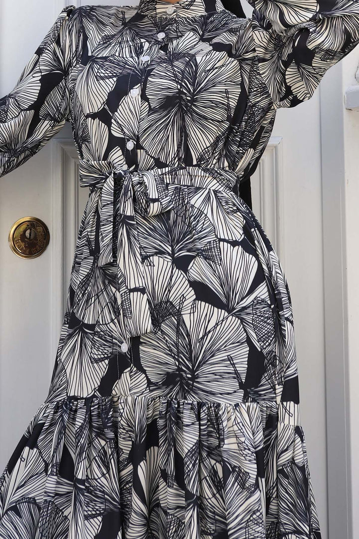 BNG Women Patterned Hijab Dress Black 559 - Puerto Peñasco