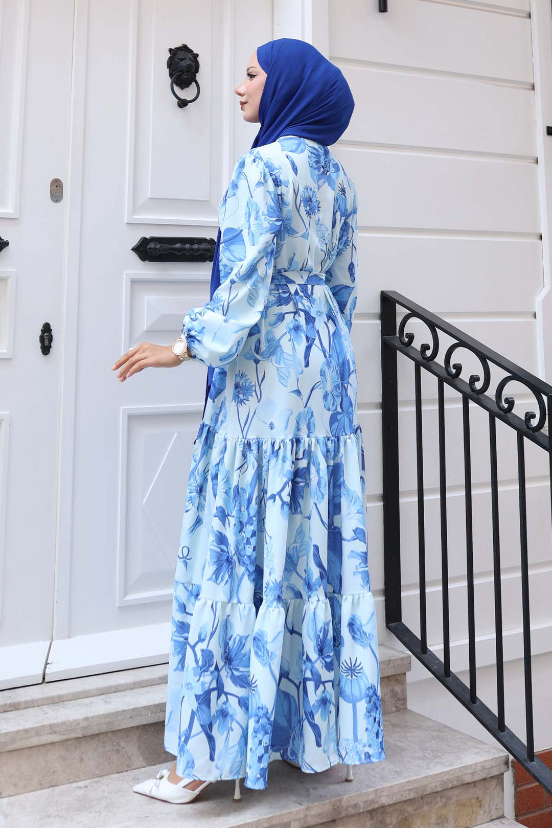 BNG Women Patterned Hijab Dress Blue 514 - Vitrolles