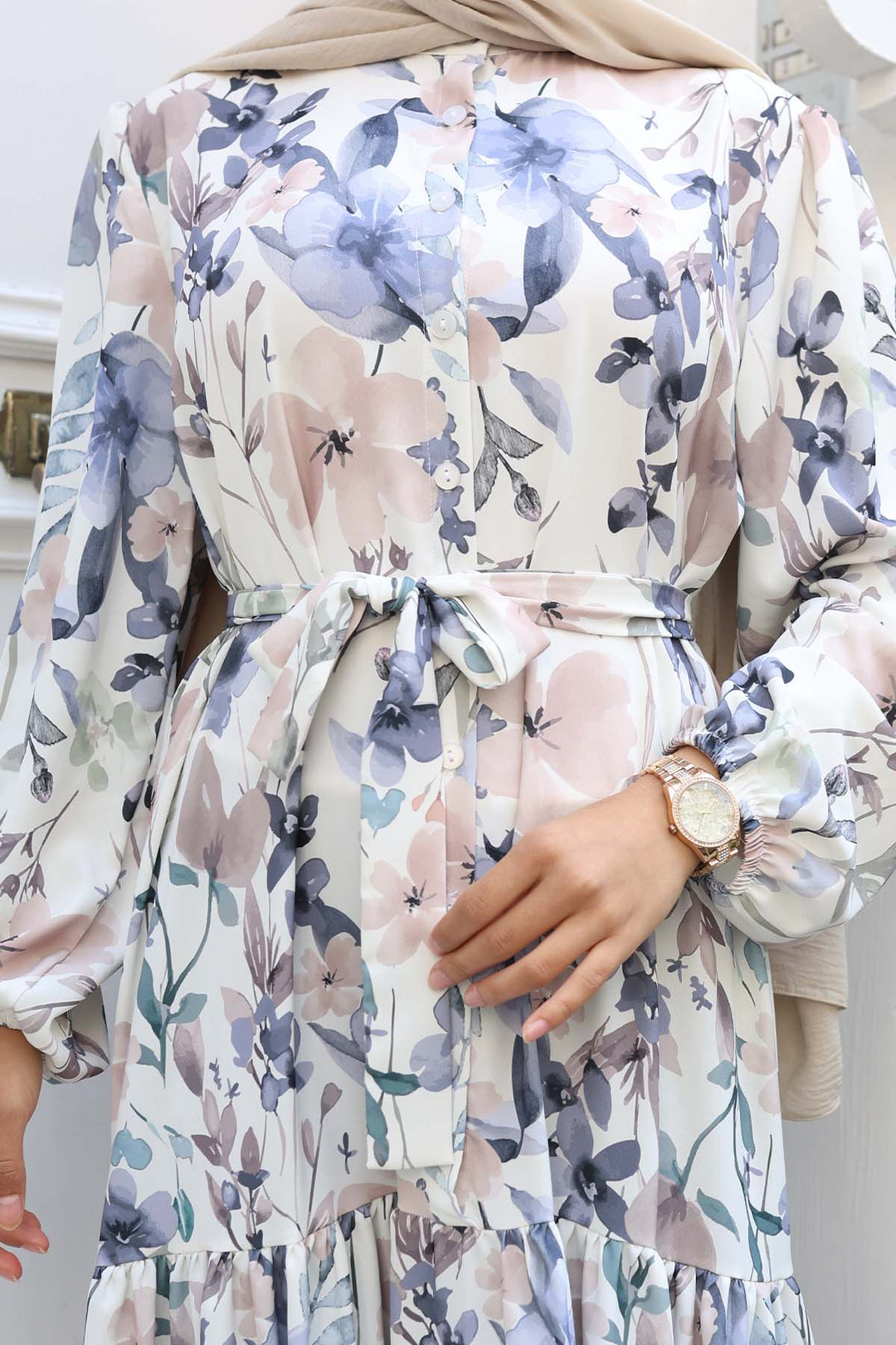 BNG Women Patterned Hijab Dress Lilac 515 - Podilsk