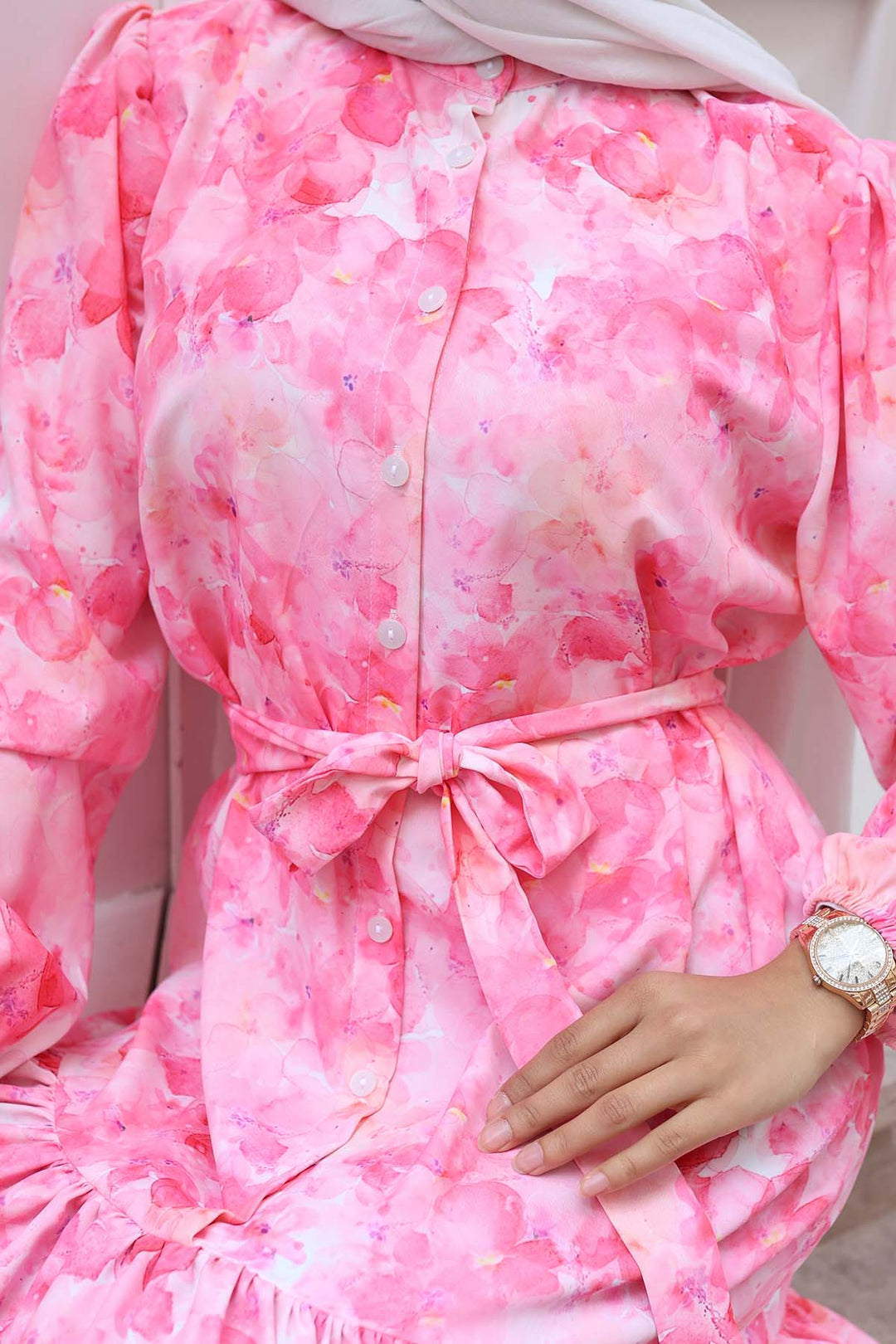 BNG Women Patterned Hijab Dress Pink 525 - Tacoma