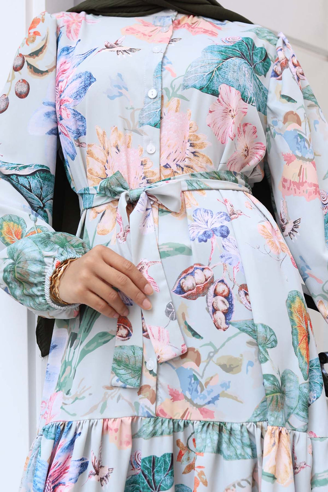 BNG Women Patterned Hijab Dress Çağla 527 - Severn