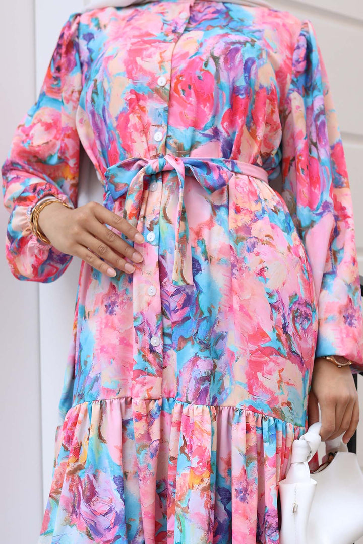 BNG Women Patterned Hijab Dress Pink 530 - Cumberland