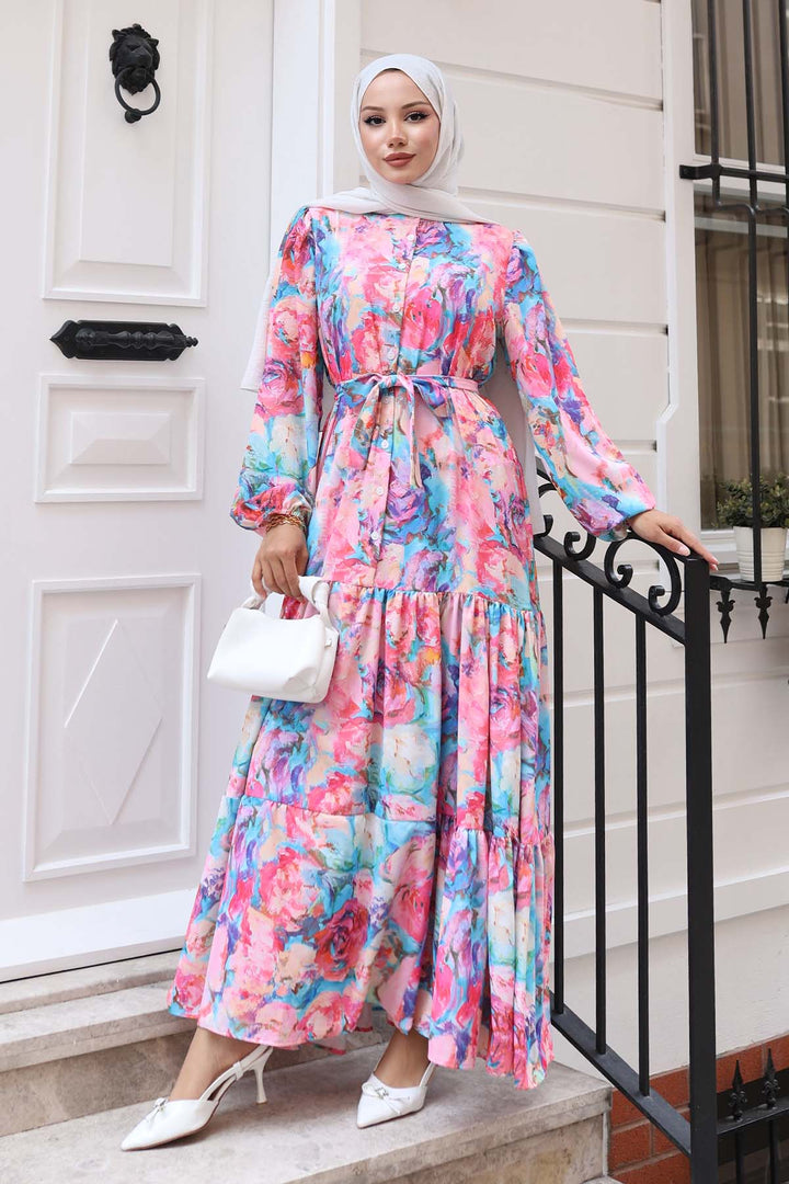 BNG Women Patterned Hijab Dress Pink 530 - Cumberland