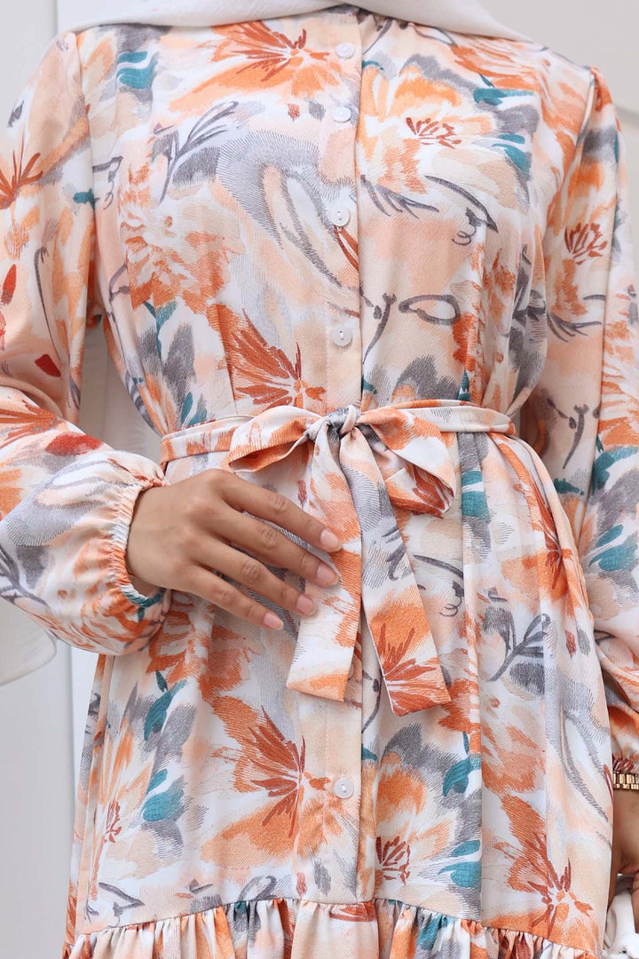 BNG Women Patterned Hijab Dress Terracotta 531 - Irpin