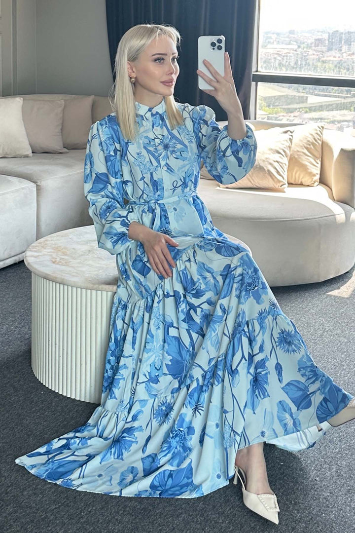 BNG Women Patterned Hijab Dress Blue 514 - Oshawa