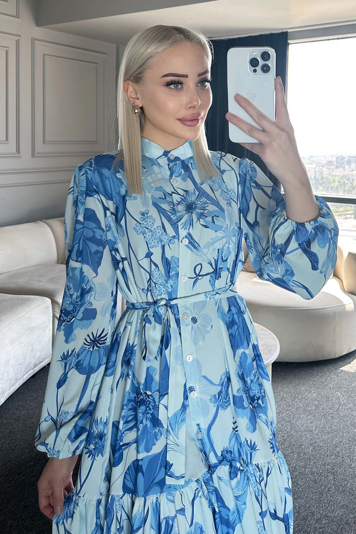 BNG Women Patterned Hijab Dress Blue 514 - Oshawa