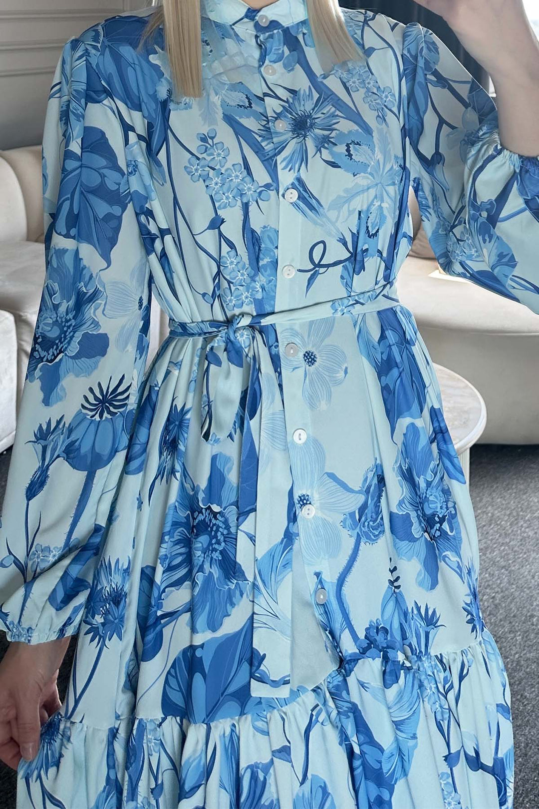 BNG Women Patterned Hijab Dress Blue 514 - Oshawa