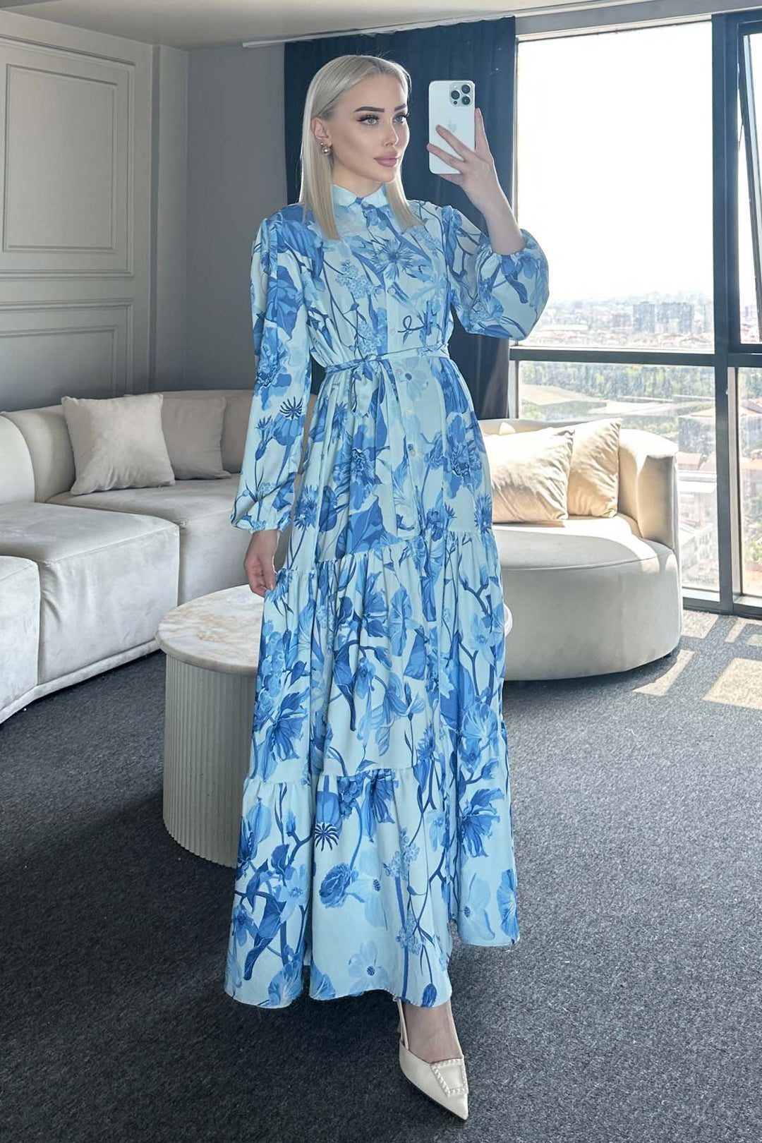 BNG Women Patterned Hijab Dress Blue 514 - Oshawa