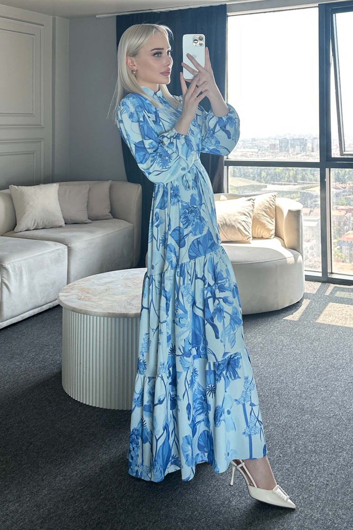 BNG Women Patterned Hijab Dress Blue 514 - Oshawa