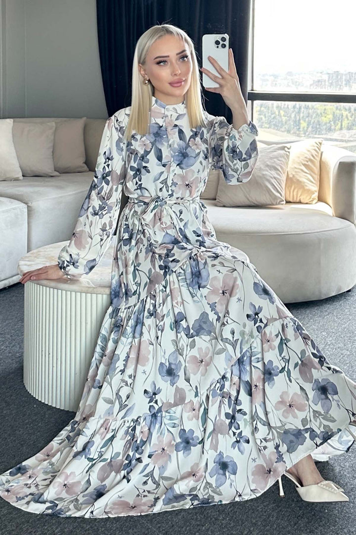 BNG Women Patterned Hijab Dress Lilac 515 - Joué-lés-Tours