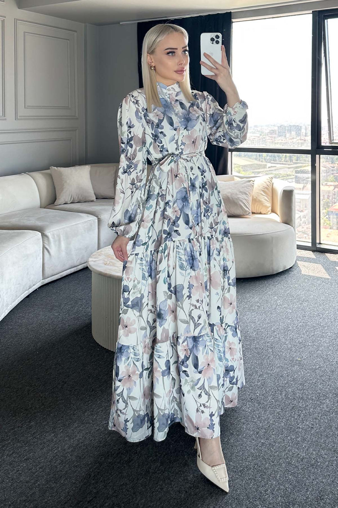 BNG Women Patterned Hijab Dress Lilac 515 - Torre Annunziata