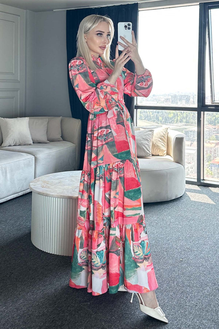 BNG Women Patterned Hijab Dress Green 522 - Northbrook