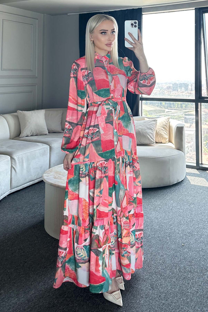 BNG Women Patterned Hijab Dress Green 522 - Northbrook