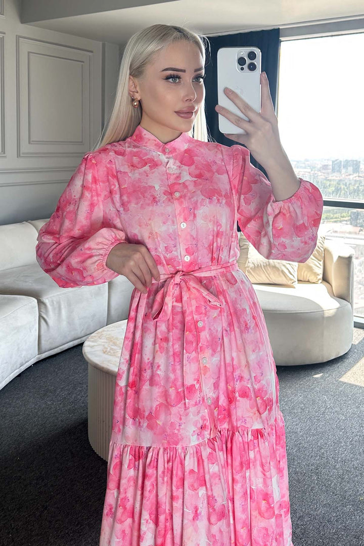 BNG Women Patterned Hijab Dress Pink 525 - El Monte