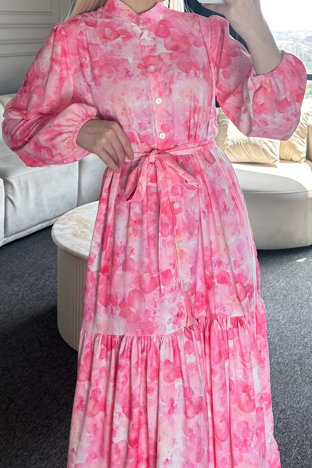 BNG Women Patterned Hijab Dress Pink 525 - El Monte