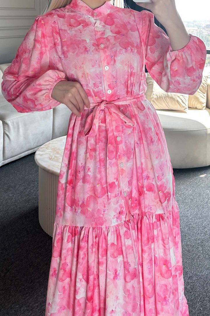 BNG Women Patterned Hijab Dress Pink 525 - El Monte